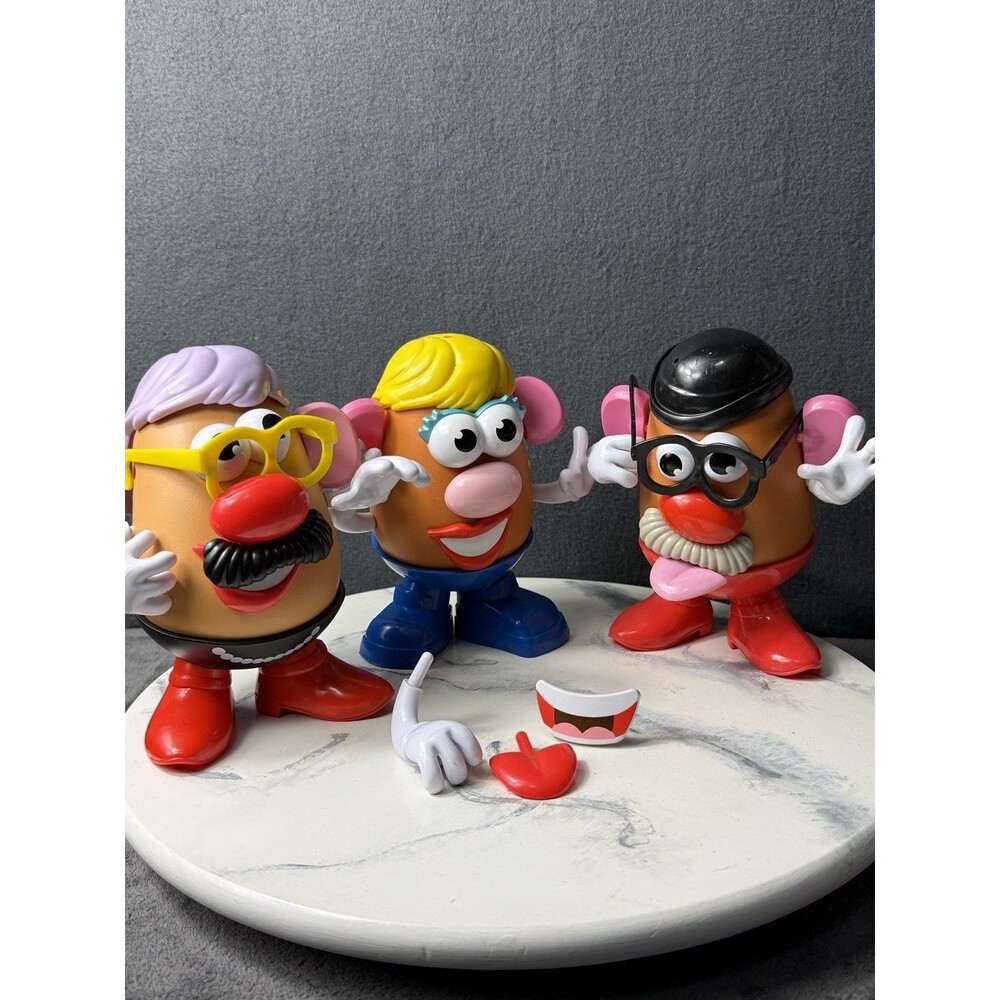 Set of 3 Vintage 1985 Hasbro Mr. Potato Head with Accessories 35 Pieces Total